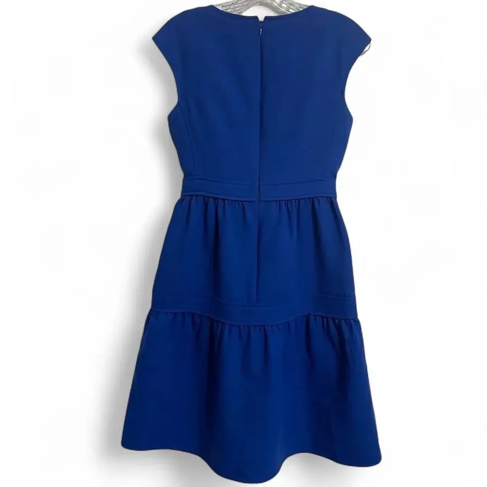 Tory Burch Wool Blend Tiered Tie Waist A-Line Dress in Blue Size 0